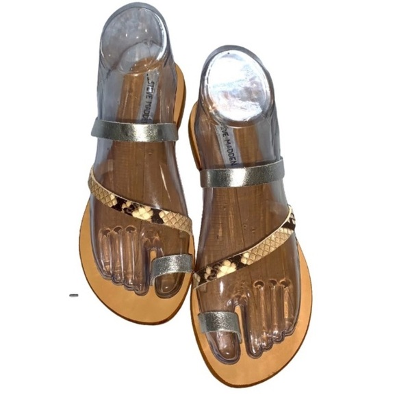 New Steve Madden Claustrophobic Toe Slide Sandal Snake Print Made in Italy SZ 7 - Picture 2 of 11